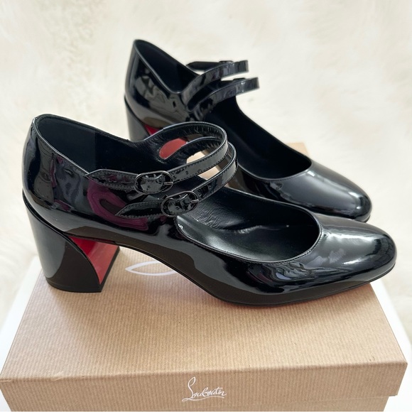 Christian Louboutin Shoes - NEW! AUTH Miss Jane Christian Louboutin Patent Leather Heels Mary 37.5 7.5